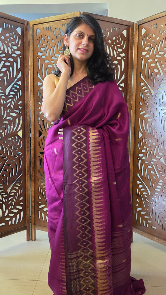 Wine Banarasi border|Silk Saree