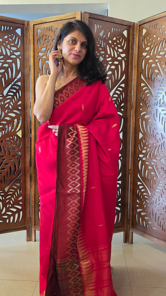 Red Banarasi border|Silk Saree
