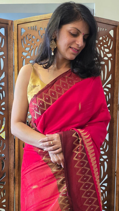 Red Banarasi border|Silk Saree