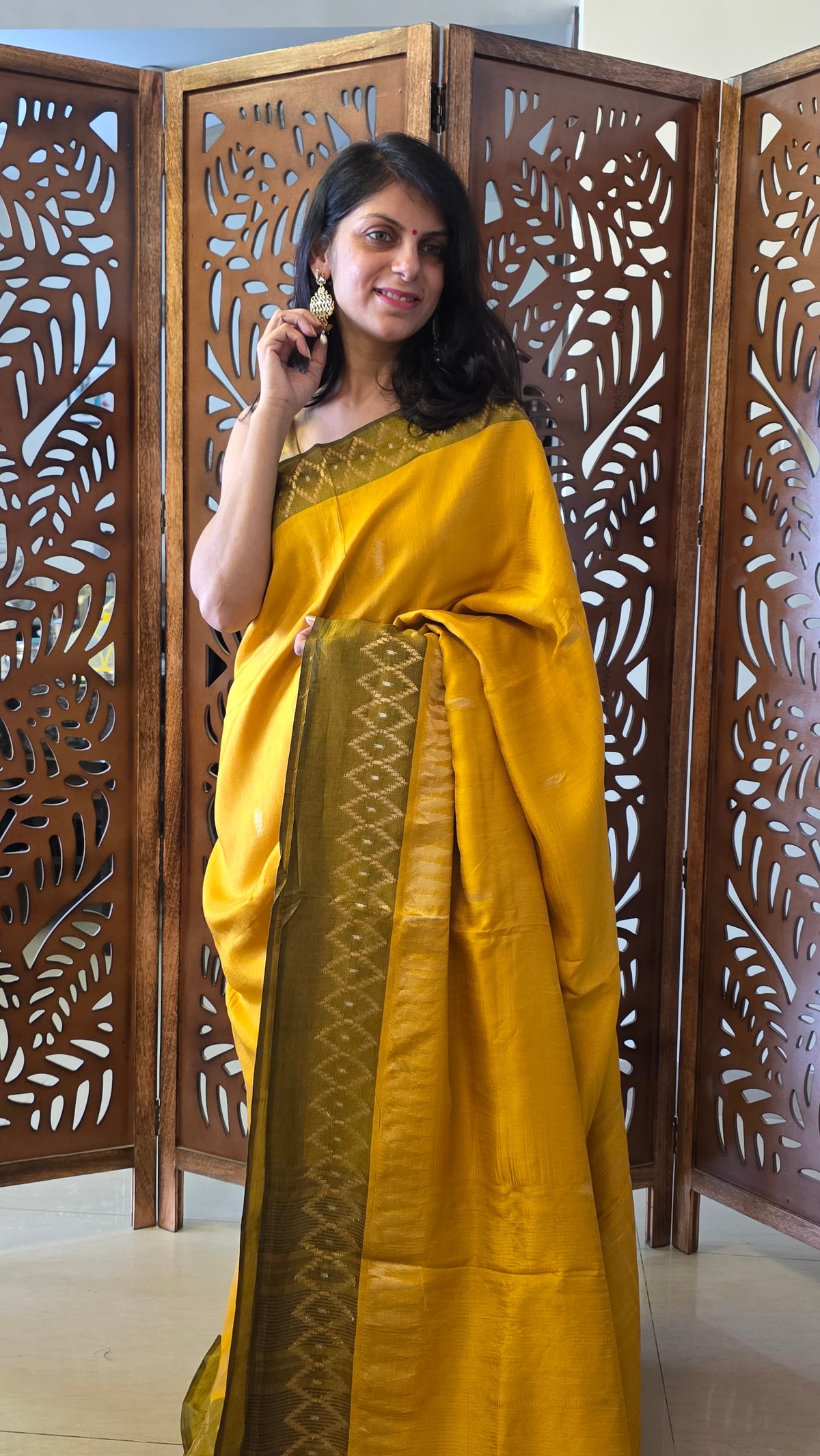 Haldi Yellow Banarasi border|Silk Saree