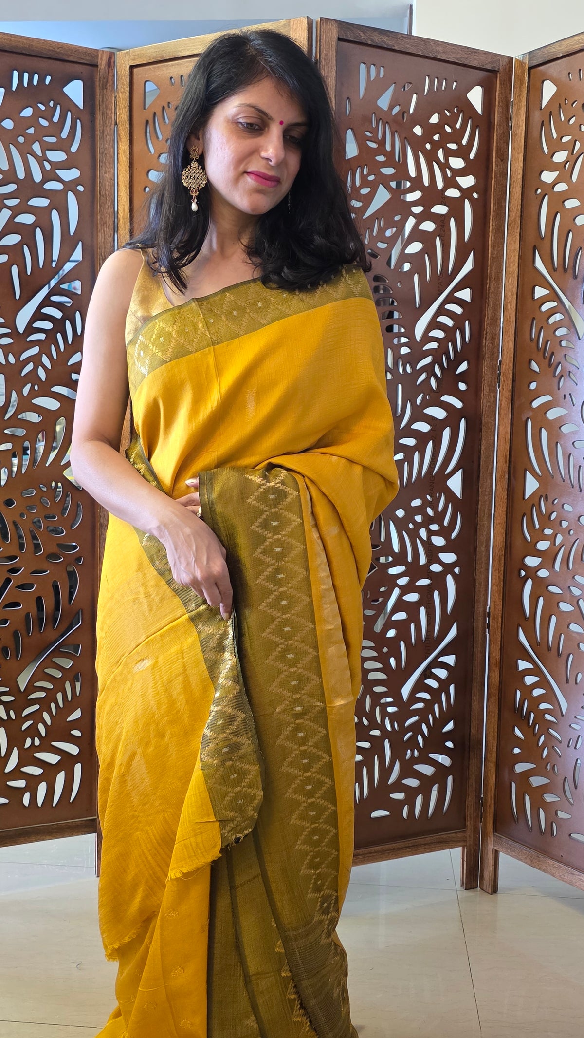 Haldi Yellow Banarasi border|Silk Saree