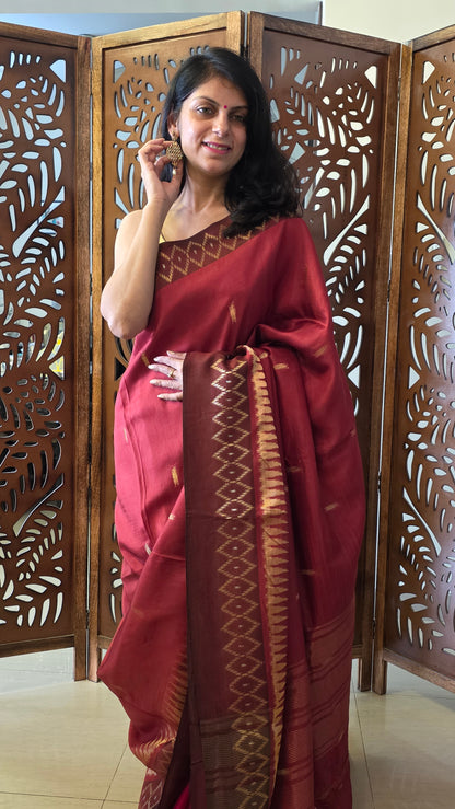 Rust Banarasi border|Silk Saree
