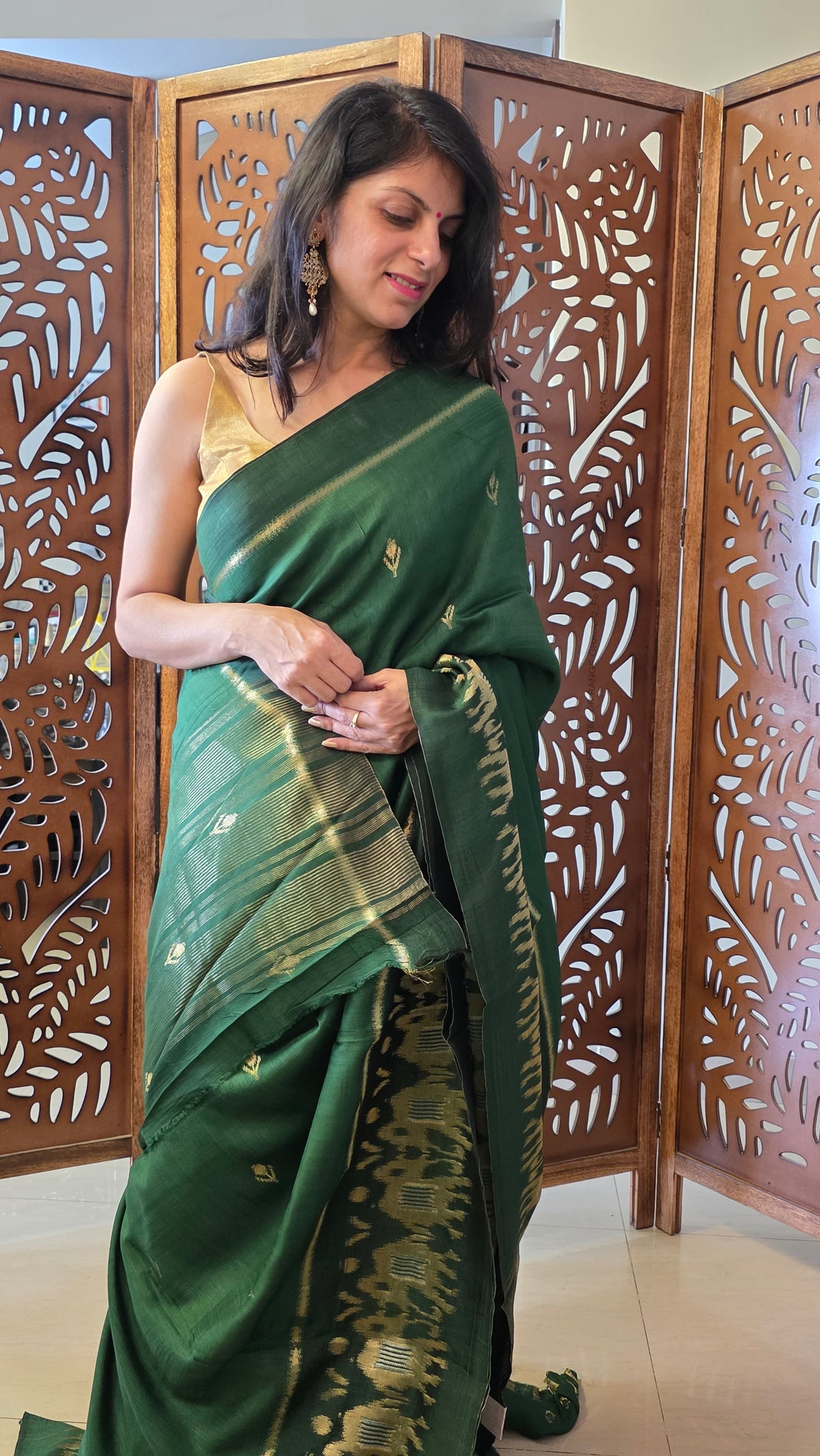 Green Elephant Banarasi border|Silk Saree
