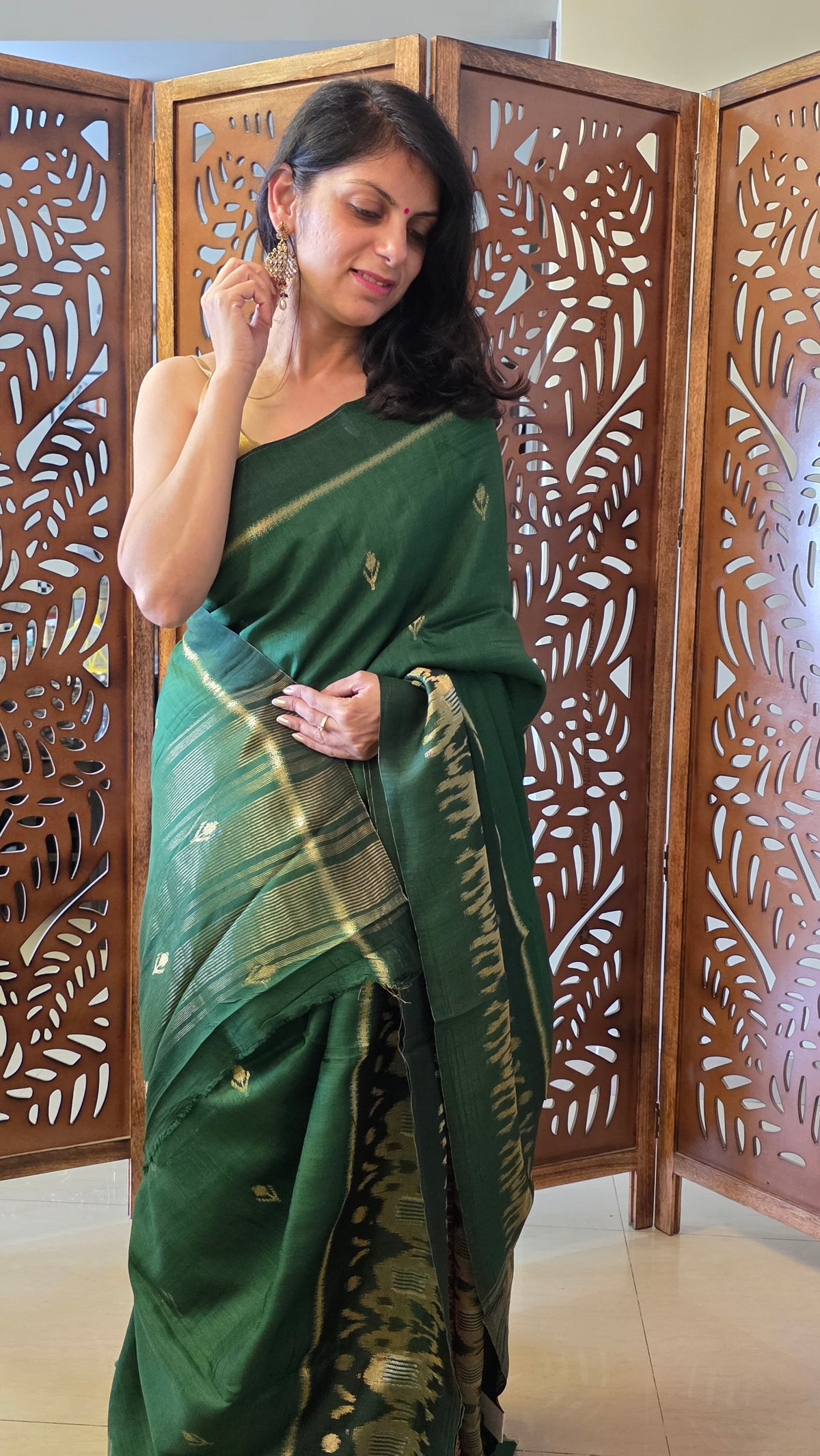 Green Elephant Banarasi border|Silk Saree
