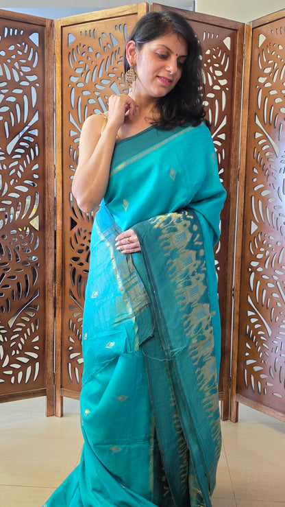 Blue Elephant  border|Silk Saree