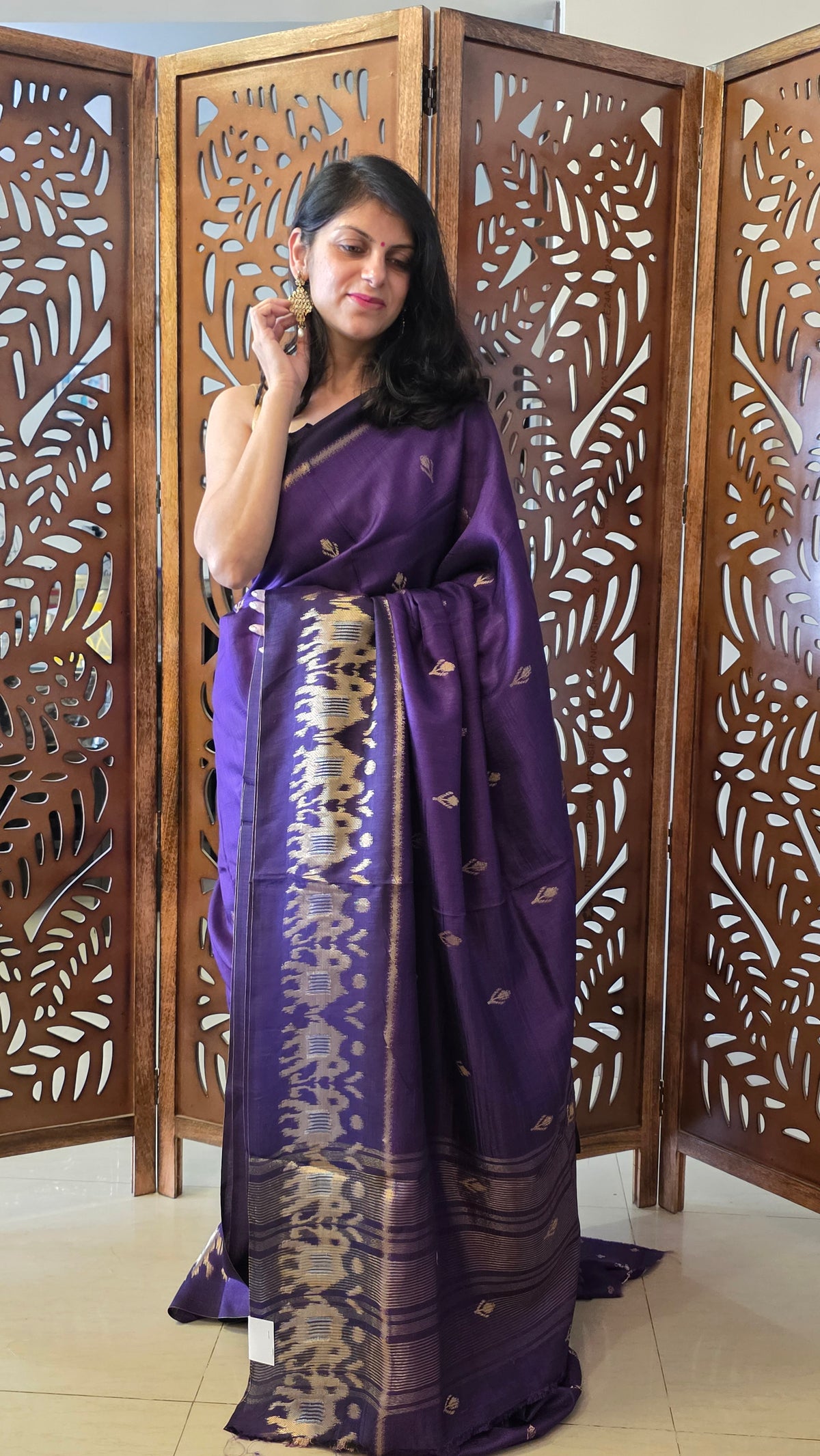 Purple Elephant Banarasi border|Silk Saree