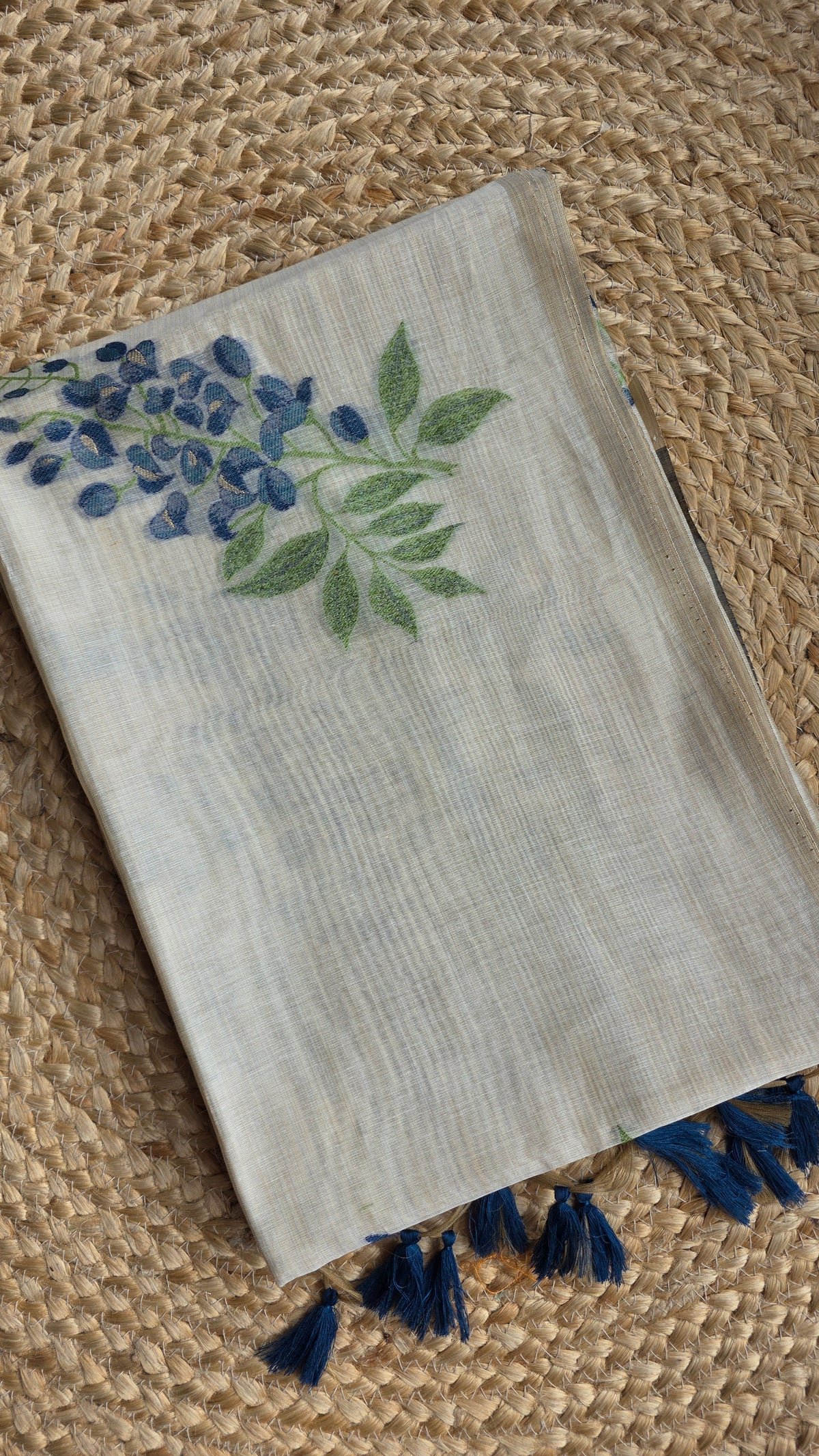Ivory khadi Silk Jamdani Saree