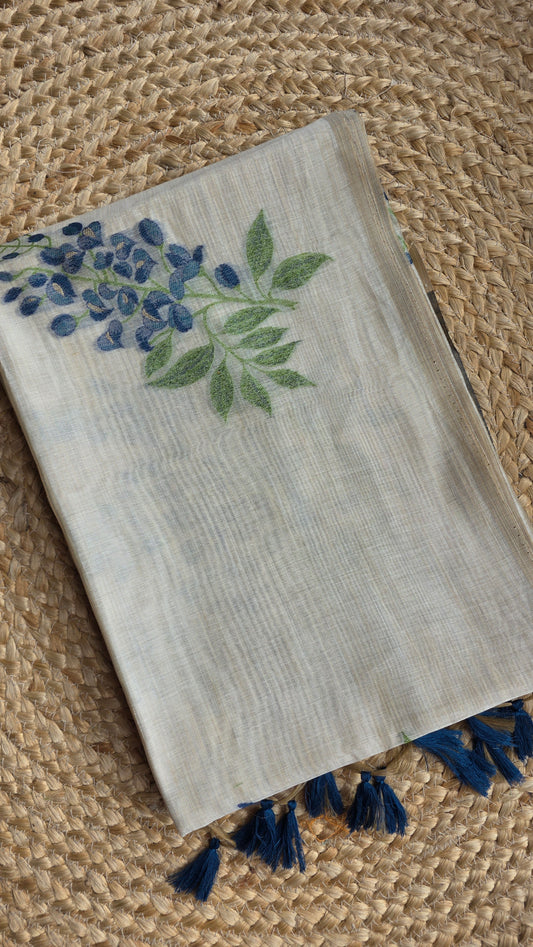 Ivory khadi Silk Jamdani Saree