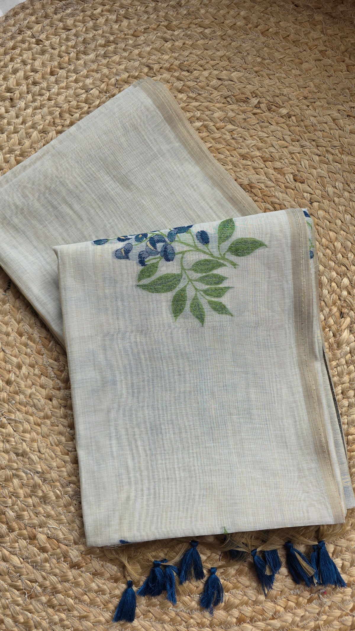 Ivory khadi Silk Jamdani Saree