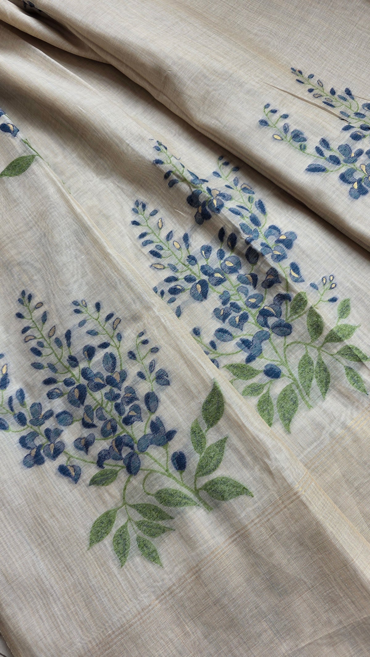 Ivory khadi Silk Jamdani Saree