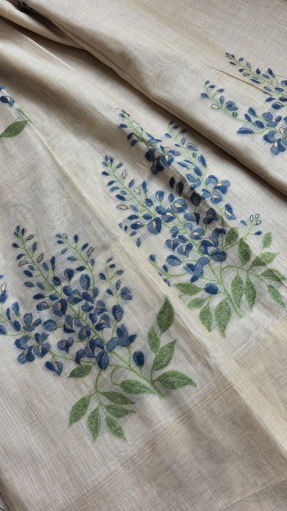 Ivory khadi Silk Jamdani Saree