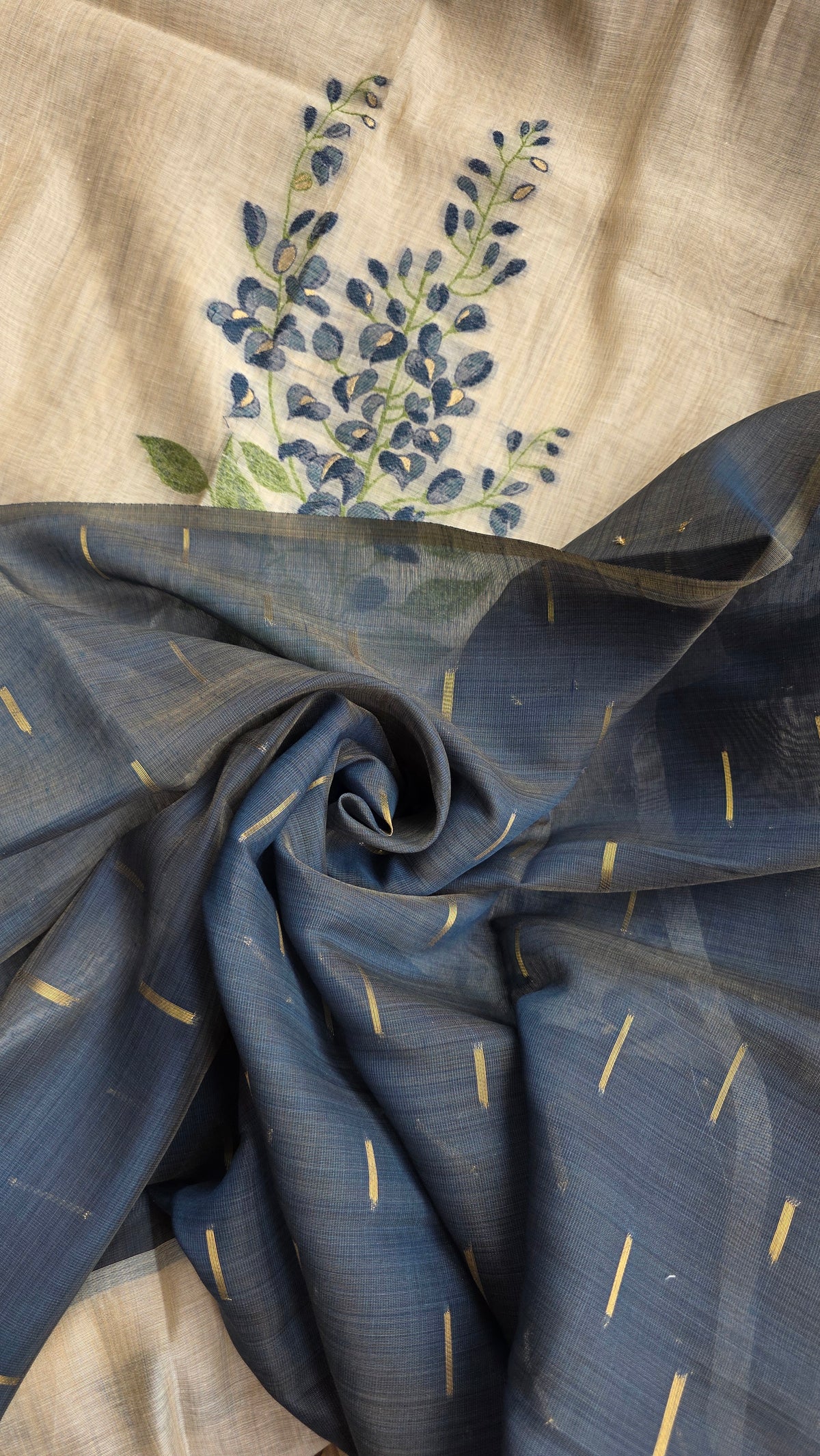 Ivory khadi Silk Jamdani Saree