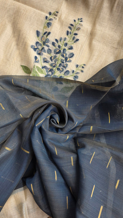 Ivory khadi Silk Jamdani Saree
