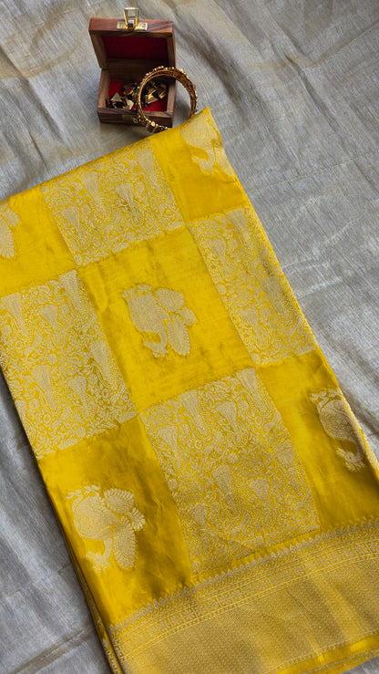 Yellow Festive Saree with Gold Border | Karva Chauth Collection
