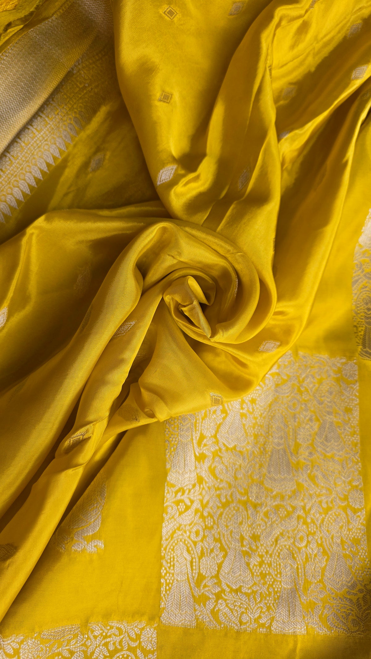 Yellow Festive Saree with Gold Border | Karva Chauth Collection