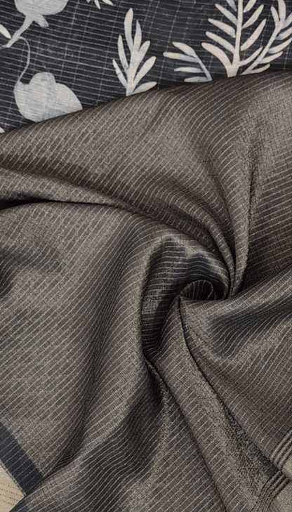 SEMI Tussar silk saree - Black Toned , FULL View