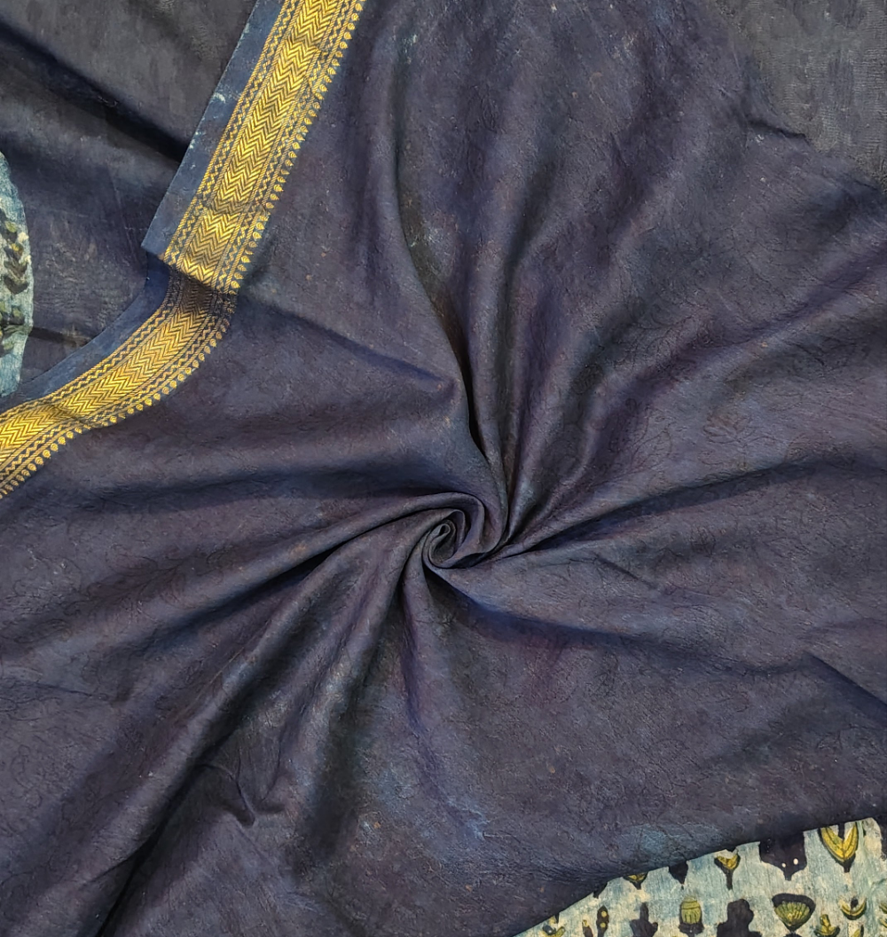 Handblock Printed Maheshwari Silk Saree – Lightweight, Traditional Elegance