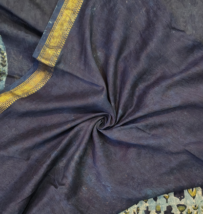Handblock Printed Maheshwari Silk Saree – Lightweight, Traditional Elegance