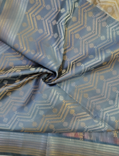Blue Soft tye and dye Rich Pallu Semi Silk Saree