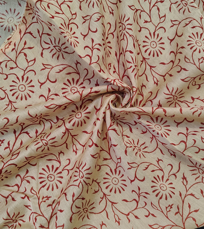Handblock Printed Maheshwari Silk Saree – Lightweight, Traditional Elegance