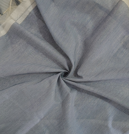 Elegant Off-White Linen Silk Saree with Unique Temple Border and Pastel Green Blouse
