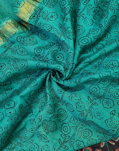 Handblock Printed Maheshwari Silk Saree – Lightweight, Traditional Elegance
