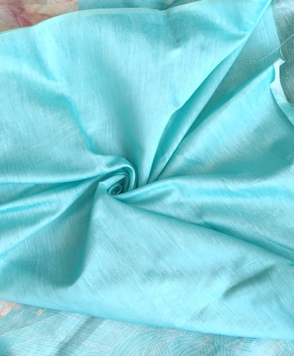 Pastel Floral Linen Silk Saree with Blouse | Lightweight Summer Linen Saree for Women