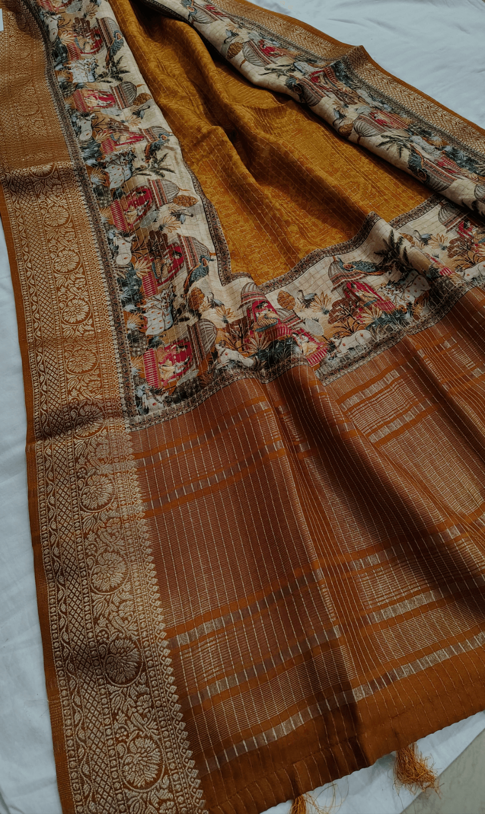 SOFT DOLA silk saree - MUSTARD, PALLU View 2