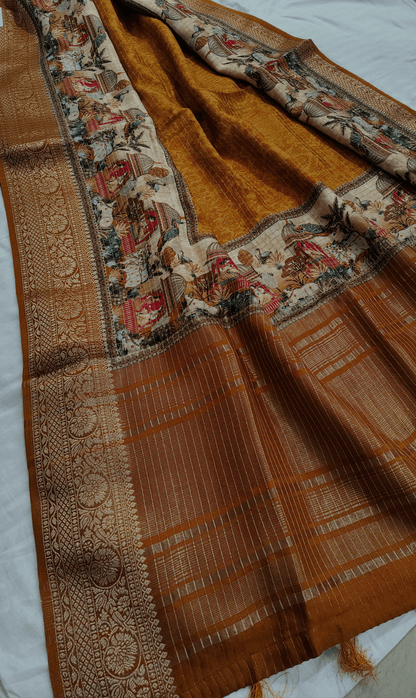 SOFT DOLA silk saree - MUSTARD, PALLU View 2