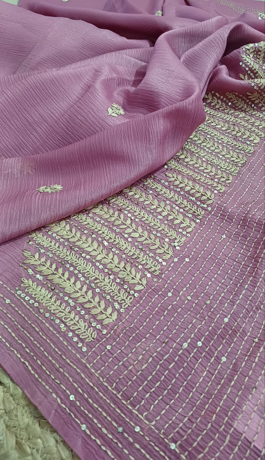 Crushed tissue saree - pallu view