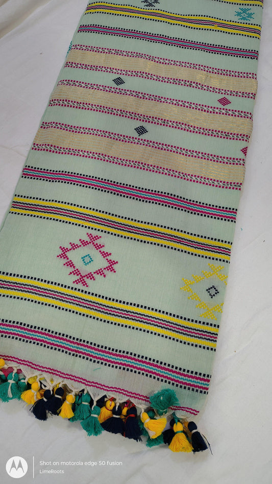 BHUJODI COTTON - PASTEL GREEN - FULL VIEW