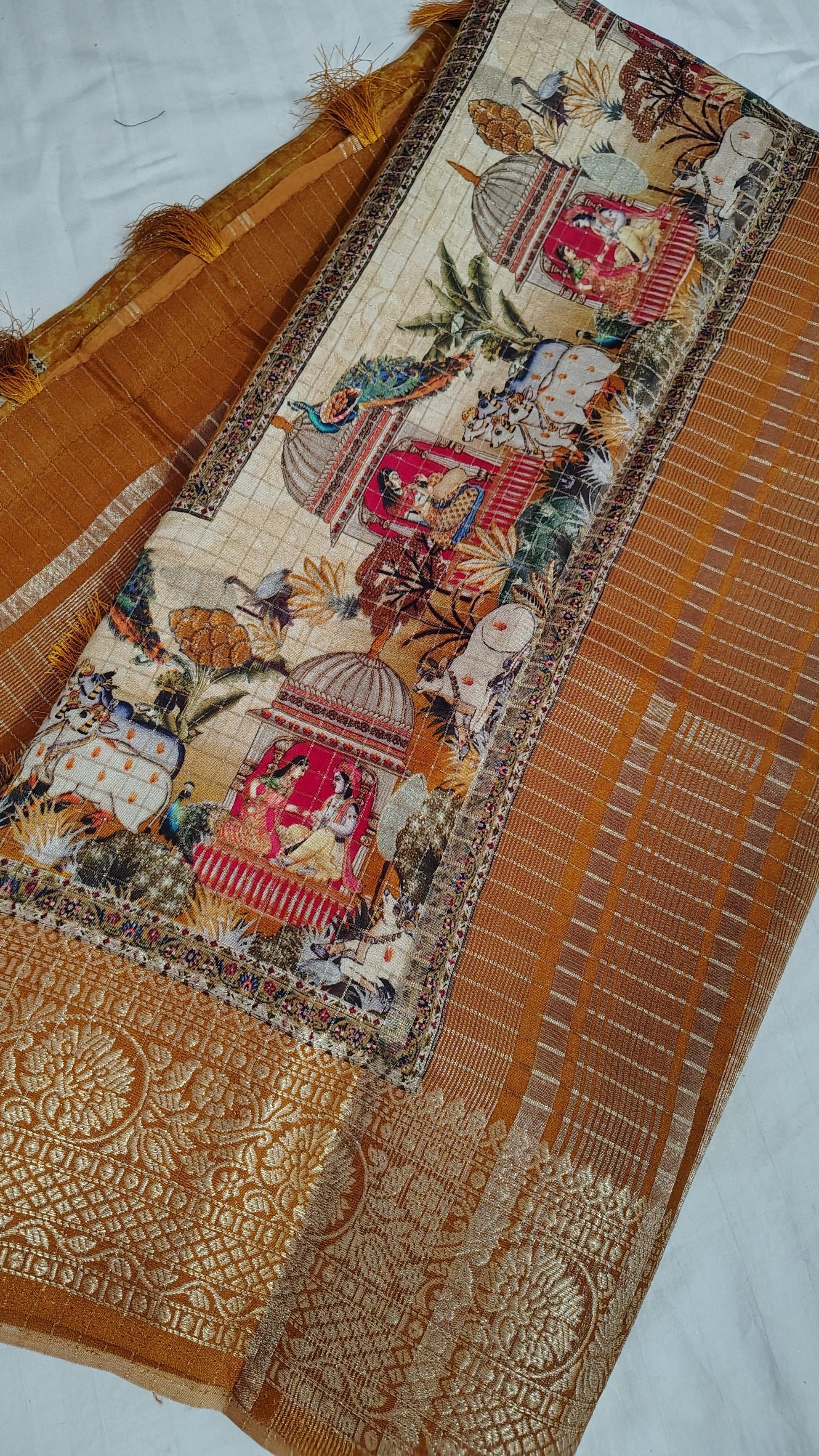 SOFT DOLA silk saree - MUSTARD, figure view
