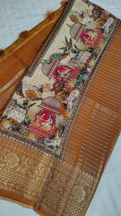 SOFT DOLA silk saree - MUSTARD, figure view