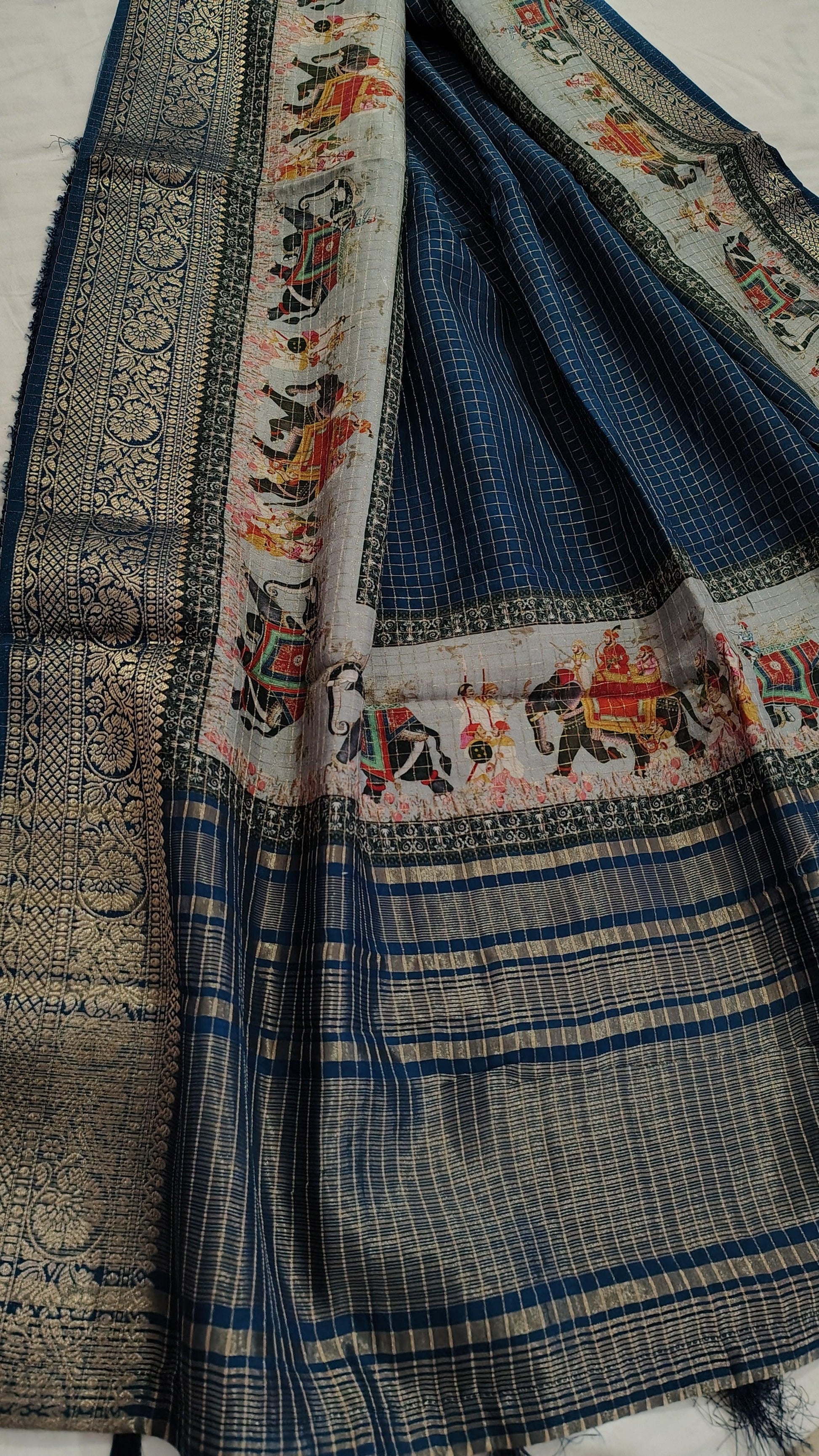 SOFT DOLA silk saree - DEEP BLUE, FULL View 2