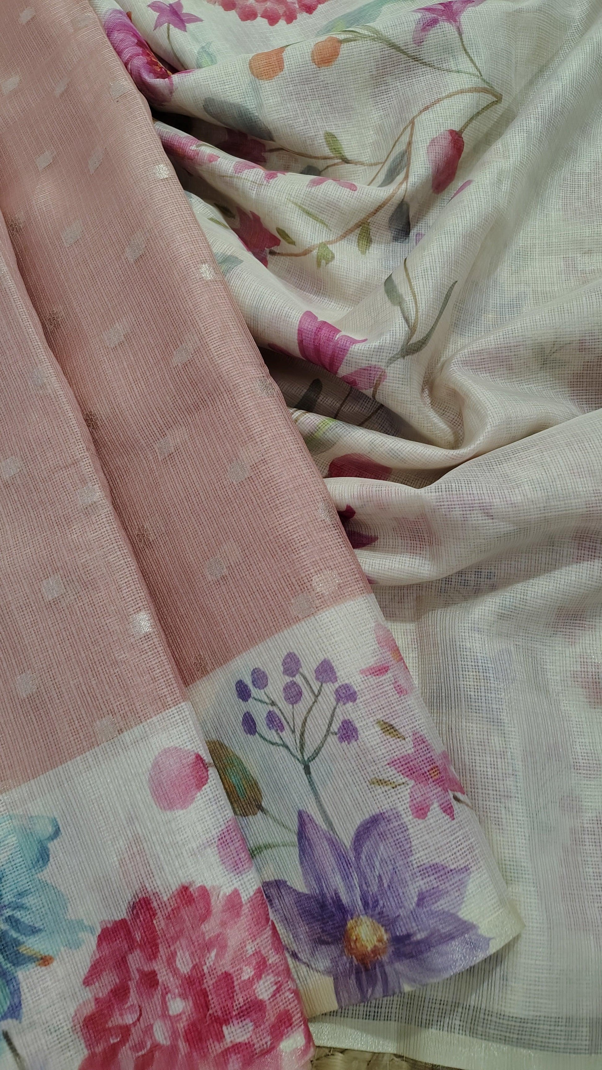 PEACH KOTA SILK SAREE - PALLU VIEW