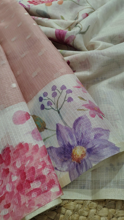PEACH KOTA SILK SAREE - PALLU VIEW 3