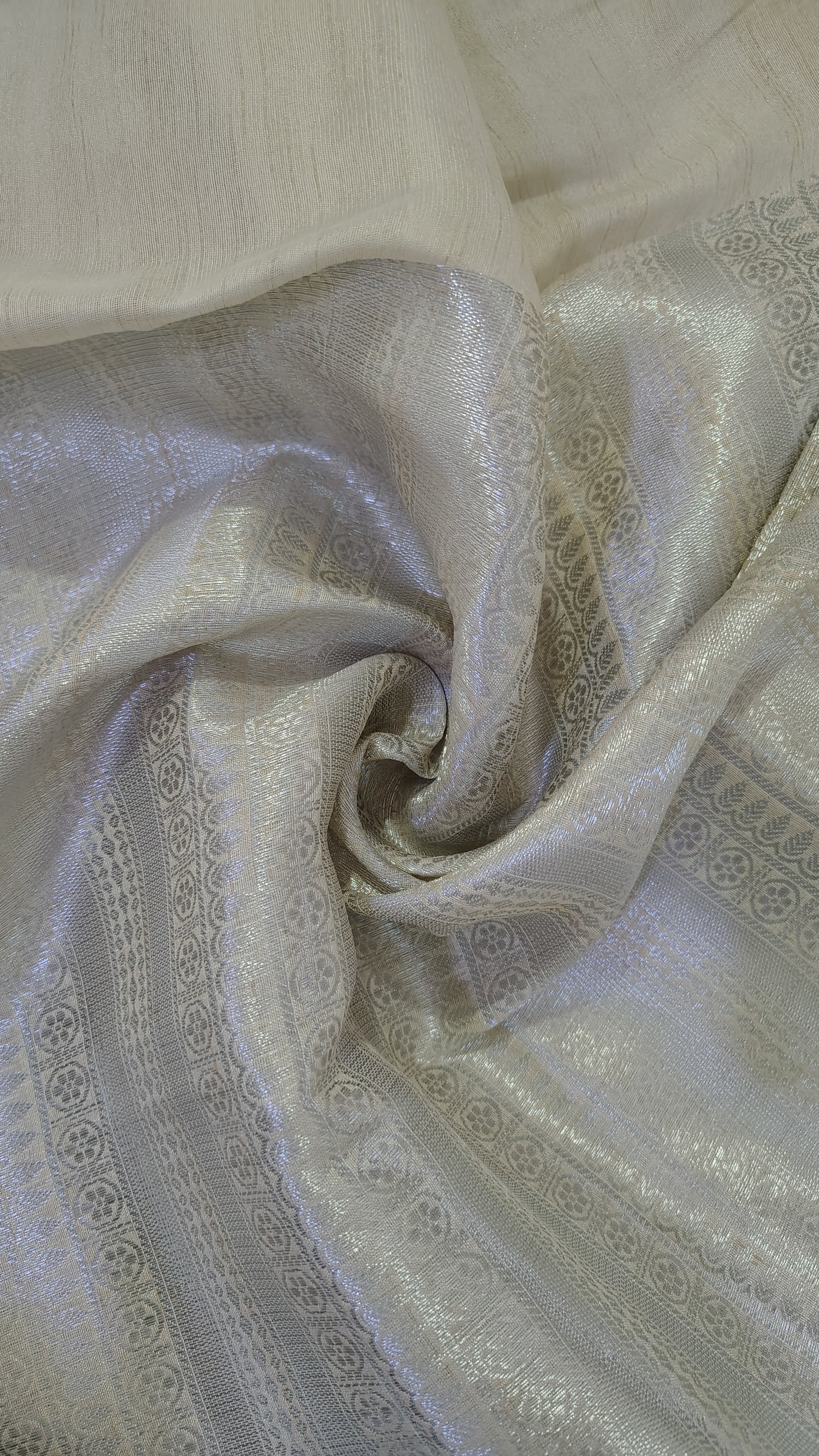 TUSSAR SILK OFF WHITE, BLOUSE VIEW