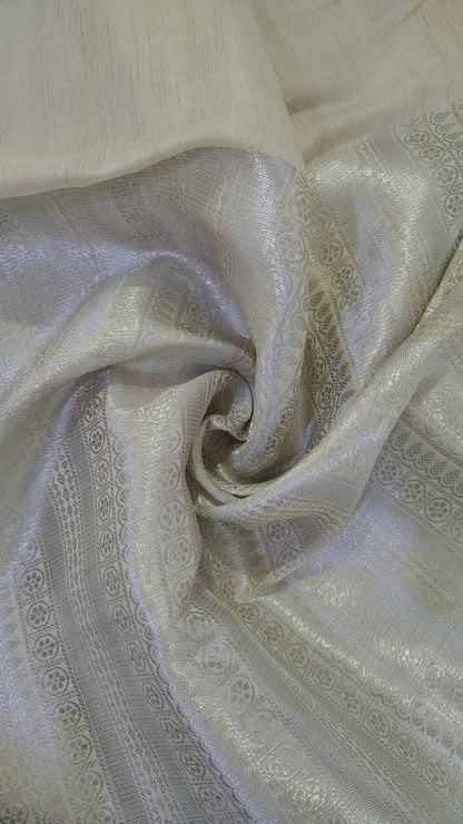 TUSSAR SILK OFF WHITE, BLOUSE VIEW