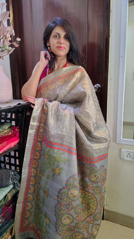 TISSUE SAREE MADHUBANI, FULL VIEW