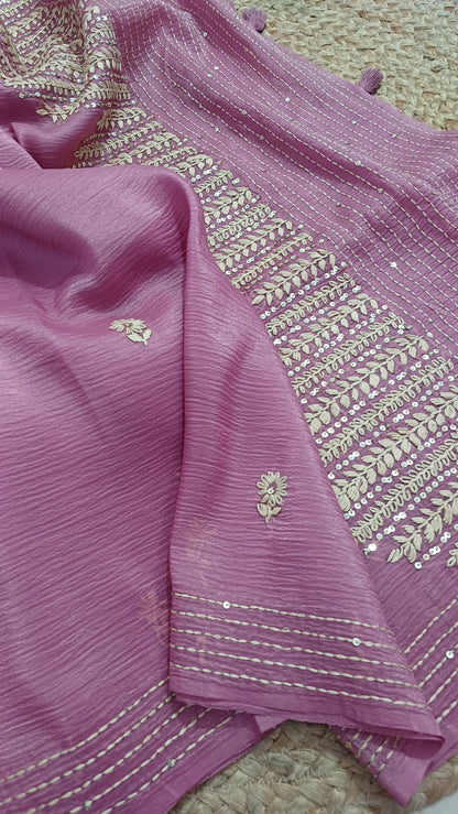 Crushed tissue saree - full view