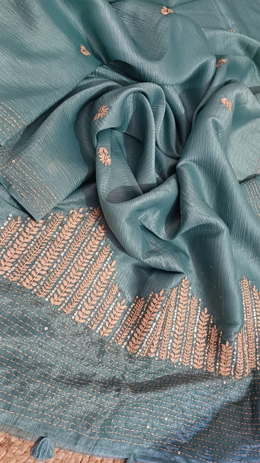 Crushed Tissue silk saree - Pallu view
