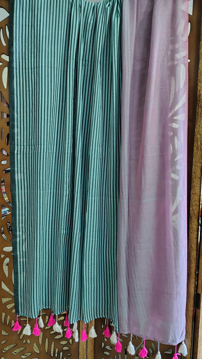 Striped Pure Mulmul cotton - full view