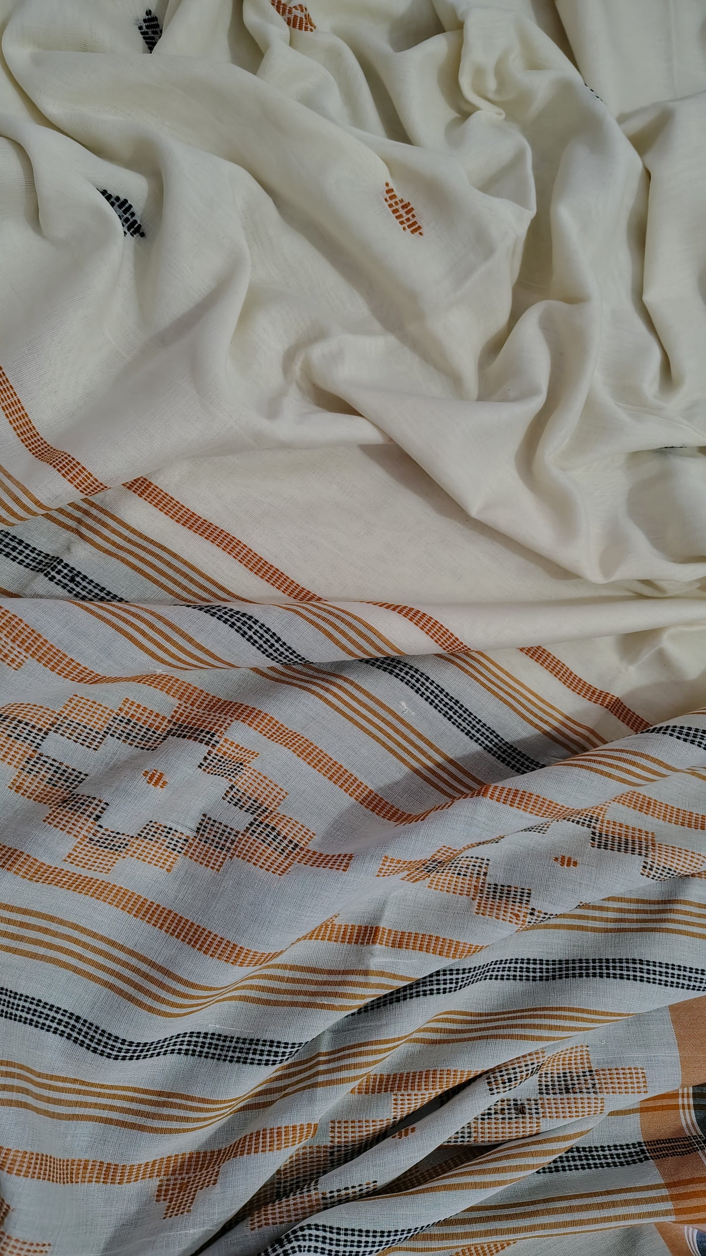 Pure handwoven two toned Khadi Cotton Saree |Jamdani Weave saree with blouse