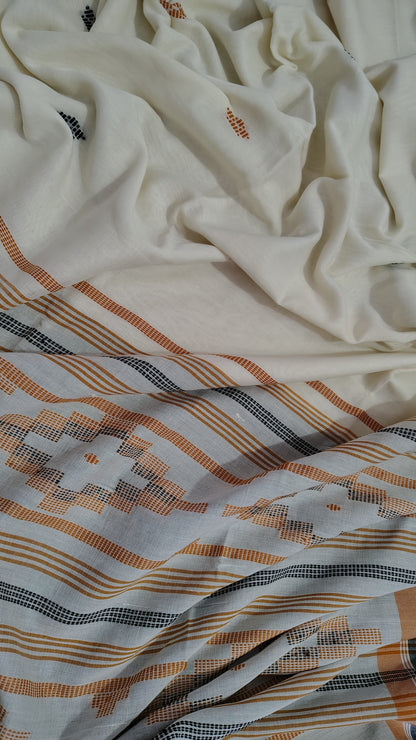 Pure handwoven two toned Khadi Cotton Saree |Jamdani Weave saree with blouse