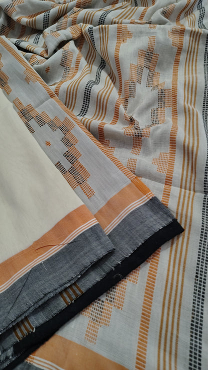 Pure handwoven two toned Khadi Cotton Saree |Jamdani Weave saree with blouse