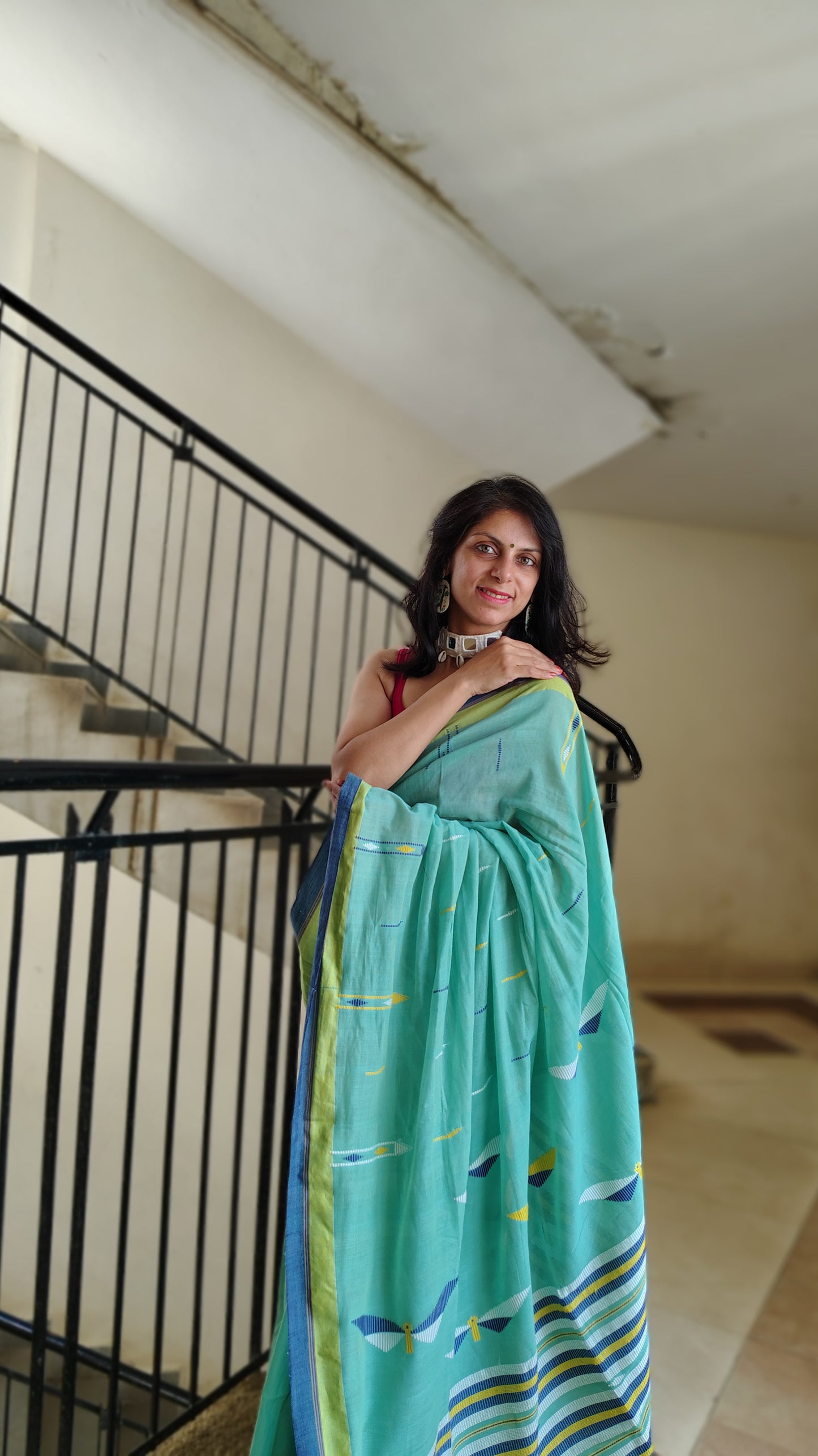 Pure handwoven two toned Khadi Cotton Saree |Jamdani Weave saree with blouse