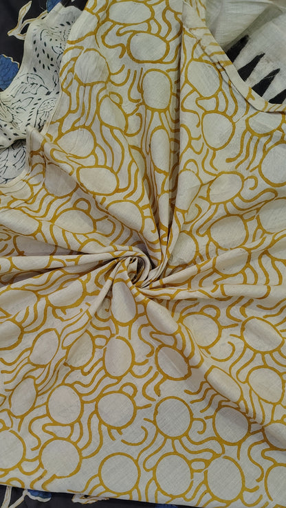 ajrakh printed blouse piece | contrast color