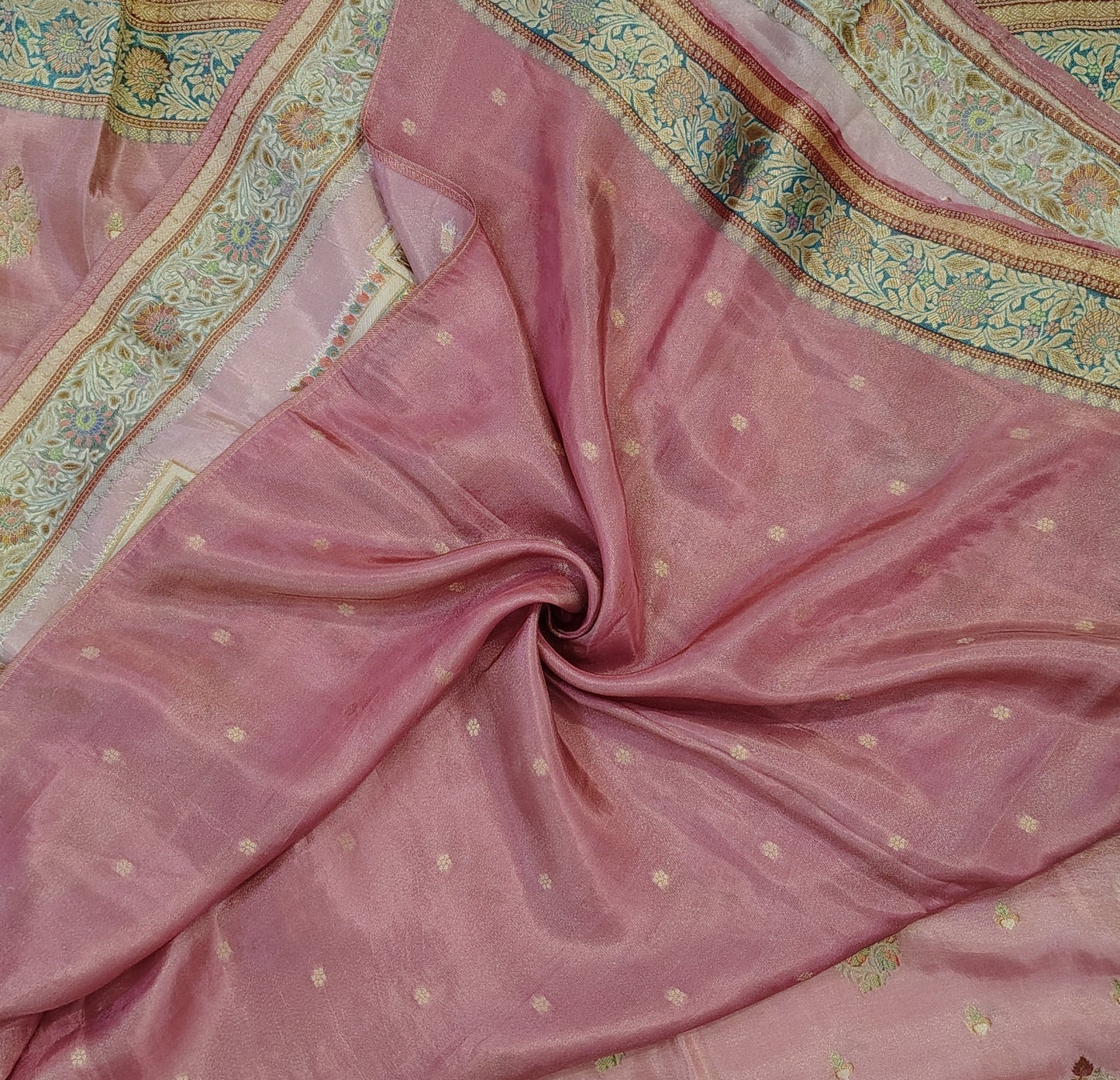Pink Banarasi Tissue Silk Saree| Figure Weaves