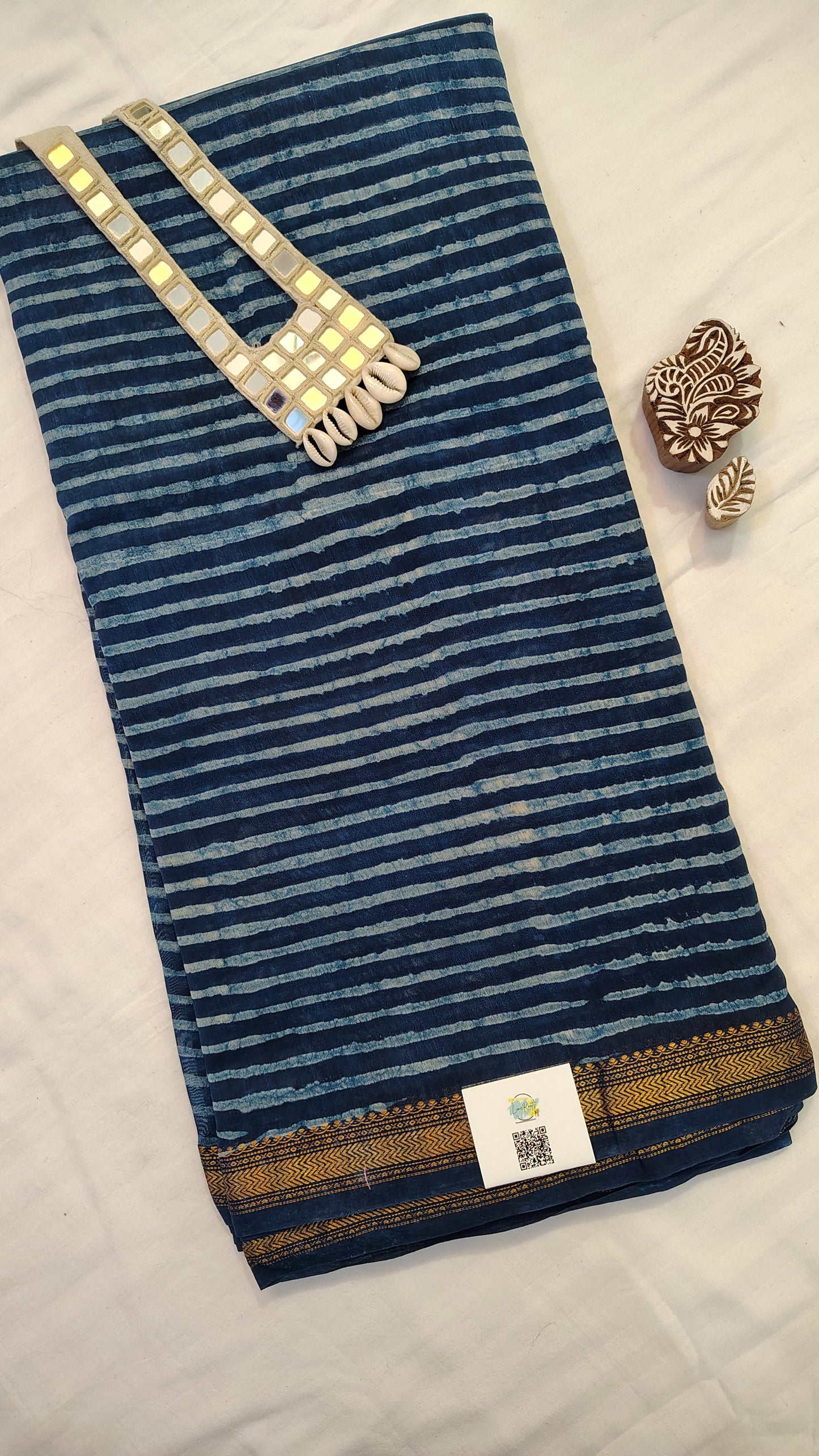 Handblock Printed Maheshwari Silk Saree – Lightweight, Traditional Elegance