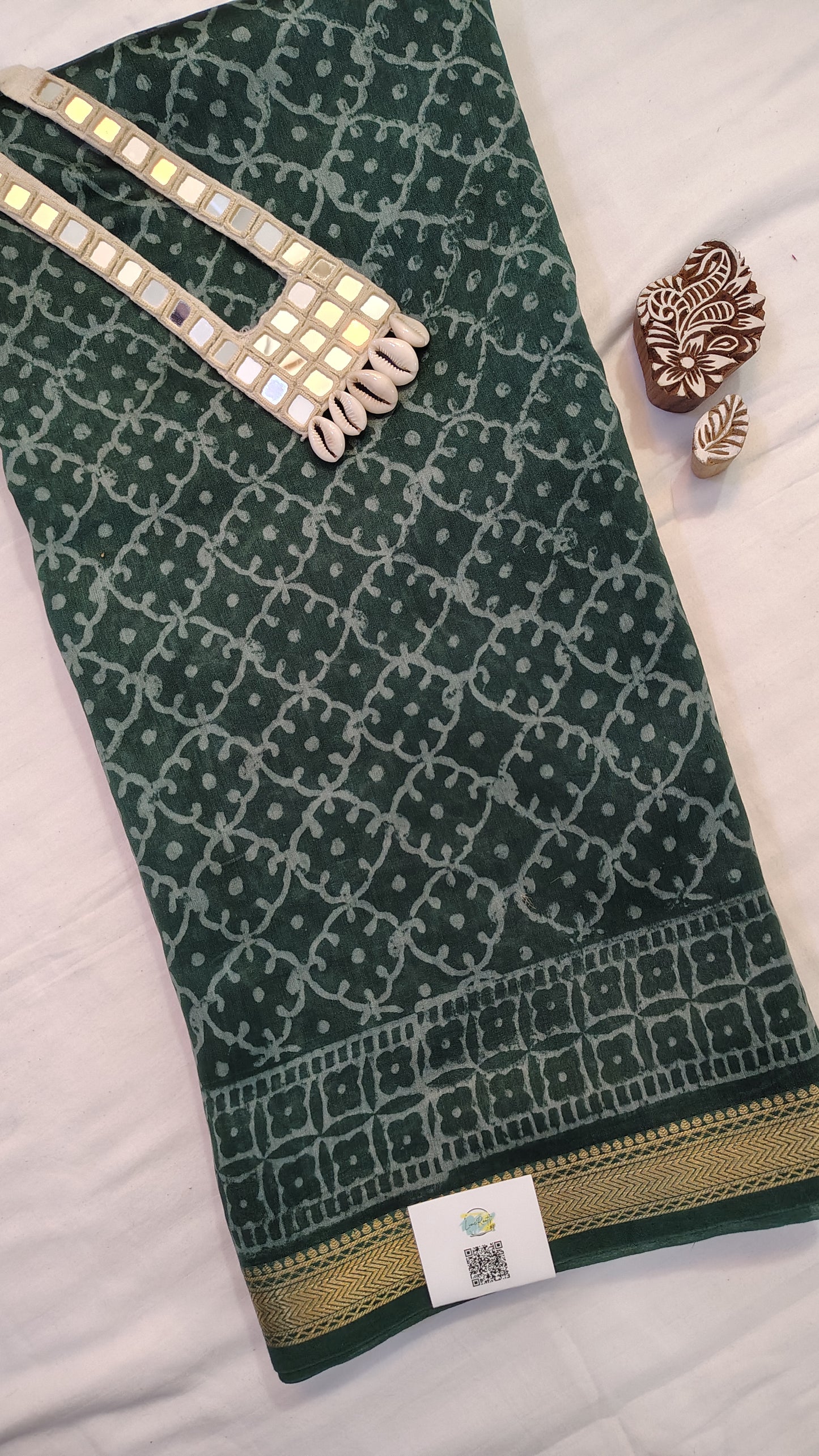 Handblock Printed Maheshwari Silk Saree – Lightweight, Traditional Elegance